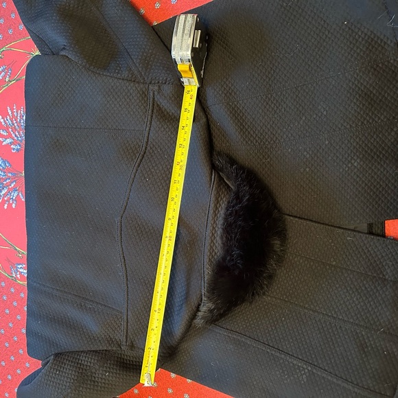 Anne Fountaine Black with real Rabbit Fur detachable cuffs/collar coat Size 12 - Picture 10 of 10